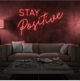 Resim Stay Positive Yazılı Neon Tabela Kırmızı 