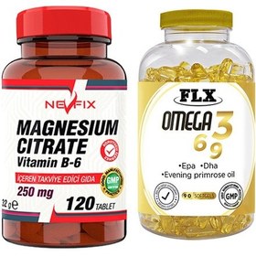 Resim Nevfix Magnesıum Vitamin B-6 120 Talet & Flx Omega 3-6-9 90 Tab 