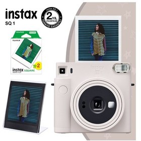 Resim Instax SQ1 Beyaz Fotoğraf Makinesi + 20 ’li Kare Film + Pleksi Çerçeve 