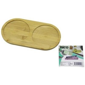 Resim 2 BÖLMELİ OVAL AHŞAP BAMBU YAĞDANLIK ALTLIK MİNİ TEPSİ 12 X 23.4 X 0.8CM (5250) 