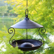 Resim Şık Siyah Asılı Kuş Besleyici - Dayanıklı Metal Bahçe Dekoru, Çeşitli Kuşları Çeker, Dış Mekan Kullanımı İçin İdeal, Kuş Sevgilileri İçin Mükemmel Hediye, Bahçe Dekoru|Şık Metal Besleyici|Şık Tasarım 