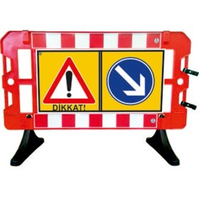 Resim İleri Trafik Güvenlik Barikatı Levhalı Kırmızı 150X100CM 