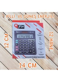 Resim 12x14 Cm 12 Haneli Pilli Ve Güneş Enerjili Hesap Makinesi Tax Mevcut Masaüstü Hesap Makinası Çok Renkli 