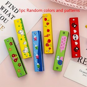 Resim Çocuklar için uygun 12 çeşit harmonika, hafif ve taşınabilir, çift sıra 16 delikli çocuk harmonikası, başlangıç seviyesi ve yetişkinler için müzik enstrümanı oyuncak hediye. Çeşitli sevimli desenlere sahip harmonikler (desenler rastgele). 