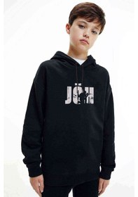 Resim Jöh Kamuflaj Baskılı Unisex Çocuk Kapüşonlu Siyah Sweatshirt (528737911) 