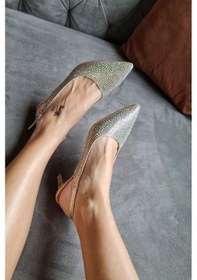 Resim 036 1313 Topukla Kadın Taşlı Alçak Topuklu Stiletto Abiye Ayakkabı 001 