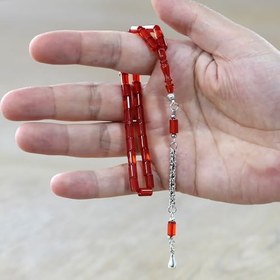 Resim Kararmaz Metal Arnavut Püsküllü Kesme Kesim Bayrak Turuncu Mini Boy Ateş Kehribar Tesbih 