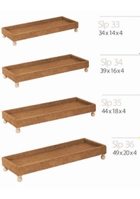 Resim Ahşap Boyanabilir Ayaklı Dikdörtgen 4'lü Sunumluk-tepsi Takımı 
