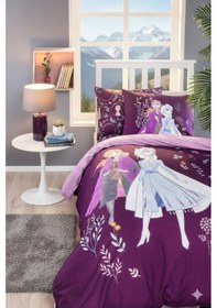 Resim Özdilek Frozen Natural Disney Lisanslı Lastikli Fitted Çarşaf Çocuk Nevresim Takımı Tek Kişilik - Lila Lila 