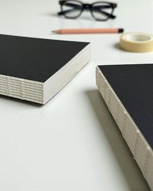 Resim Fark Tanıtım Özel Tasarım Siyah Kraft Kapaklı A5 Kareli Defter - 180 Derece Açılabilir, Sırtı Dikişli,%100 El İşçiliği, Ofis İçin İdeal, Planlayıcı (Kareli) 