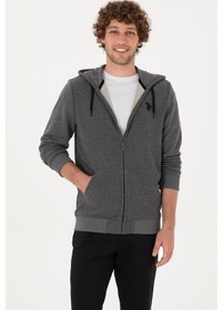 Resim U.S. Polo Assn. Erkek Regular Fit Antrasit Melanj Örme Hırka 50313748-VR081 