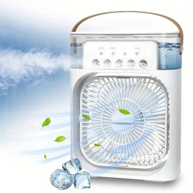 Resim 2'si 1 Arada Çok Fonksiyonlu USB Nemlendirici Fan ve Aroma Difüzörü - Ayarlanabilir Hız ve Yön, Soğutma Özelliği, Ev, Ofis, Mutfak, Yatak Odası, Yurt, Oturma Odası İçin İdeal. Altı Püskürtme Modu 