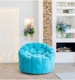 Resim Mobilya Stant Most Balloon Berjer İthal Turkuaz Teddy Kumaş (Evinize Teslim) 