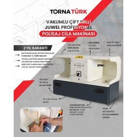 Resim Torna Türk Masa Üstü Polisaj Makinası - Çift Taraflı Kuyumcu Parlatma Makinesi 