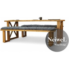 Resim Neiwel Niel Doğal Ahşap Banklı Toplantı Masasıı x 80 x 240 Açık Ceviz 