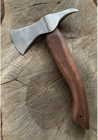 Resim Dmr Dövme Karbon Çelik Kamp Baltası El Yapımı Sivri Balta 800gr Kılıflı 