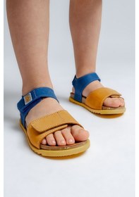 Resim Mnpc Unisex Çocuk Sarı-saks Hakiki Deri Mantar Tabanlı Günlük Çocuk Sandalet 25y 