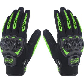 Resim Dofolink Siyah Yeşil L Büyüklüğü Motorcu Eldivenleri - 2 Parmak Dokunmatik Ekran Uyumlu, Tüm Mevsimler İçin Anti Kayma, Spor Atv Bisiklet Sürüşü İçin Soluk Mesh Ve Pvc Malzeme 
