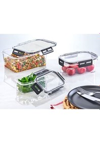 Resim Clear Kare Erzak Kabı - Silikonlu Ve Kilitli Kapaklı Saklama Kabı 400 Ml 12 X 6,5 Cm ŞEffaf 