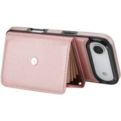 Resim Meridiangoods Klt Çapraz Akordeon Kartlık Uzun Kısa Kayışlı Rose Gold iPhone Uyumlu 15 Pro Kılıf 