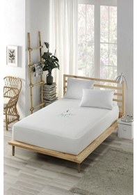 Resim Sıvı Geçirmez Alez Yatak Koruyucu Pamuklu Fitted Beyaz 