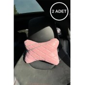 Resim Pudra Kapitone Deri Gümüş Taş Şeritli Boyun Yastığı 2 Adet 