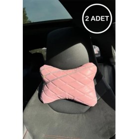 Resim Pudra Kapitone Deri Gümüş Taş Şeritli Boyun Yastığı 2 Adet 