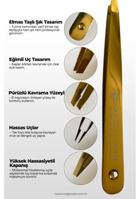 Resim Magic Lash Profesyonel Amazon Elmas Taşlı Kaş Bıyık Alma Cımbız 