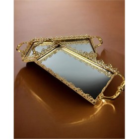 Resim Yeşil Dekoratif Söz Nişan Tepsisi, Şık ve Zarif Tasarım. 