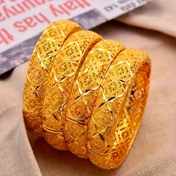 Resim 1 Adet Lüks Açık Manşet Bilezik - Ortadoğu Dubai & Nijerya Düğün Stili Karmaşık Geometrik Altın Ton Metal Tasarım Ramazan, Bayramlar, Günlük Kullanım için Kadın Moda Takısı, Kutlama Aksesuarları, Etnik Tarz Aksesuarı, Dayanıklı Kutlama Mücevheratı 