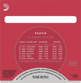 Resim D'Addario EJ27H Classic Nylon Hard Tension Klasik Gitar Teli 