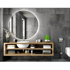 Resim Toprak dekor 70 Cm Çapında Beyaz Ledli Banyo Aynası-konsol Makyaj Aynası 