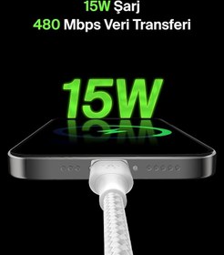 Resim Belkin BoostCharge Örgülü USB C şarj kablosu, USB-C - USB-A ara kablosu, iPhone 16, 15, Samsung Galaxy S24, S23, Pixel, iPad, MacBook, Nintendo Switch vb. için USB Type-C şarj kablosu - 3 m, Beyaz 