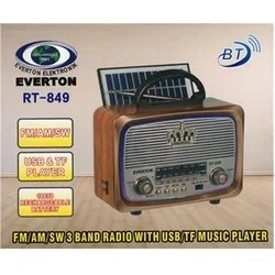 Resim Nusrat Bilişim Everton Rt-849 Bluetooth Fm-Usb-Tf-Aux Şarjlı Nostaljik Radyo Güneş Panelli 