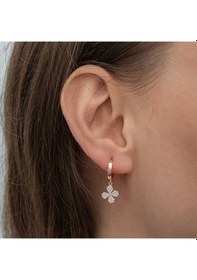 Resim Aya Diamond Gümüş Rose Sallantılı Yonca Kadın Küpe Rose 