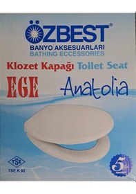 Resim Özbest Ege Anatolia Akdeniz 36 X 43 Cm Normal Kapanan Plastik Klozet Kapağı Beyaz 
