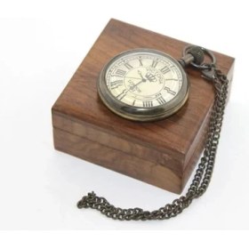 Resim MCM Group Ahşap Kutulu Pirinç Köstekli Saat Model 10 