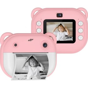 Resim Yeni Dijital Kamera Çift Lens 2 Inç Ekran Dahili Pil Fotoğraf Çerçevesi Termal Baskı Kağıdı 