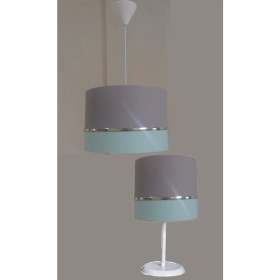 Resim Teknotrust Gri Yeşil Kumaş Kaplama 2.li Set Yatak Odası Genç ve Çocuk Odası Avize ve Abajur Seti 