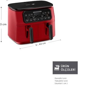 Resim Karaca Air Pro Cook Duo Superfresh Kırmızısı 4+4 L 8 Kişilik Airfryer Fritöz 
