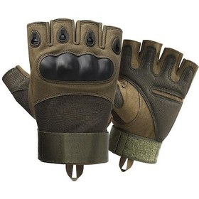 Resim Yeşil Yarım Parmak Erkek Eldiven Açık Askeri Taktik Eldiven Spor Çekim Avcılık Airsoft Motosiklet Eldiveni 