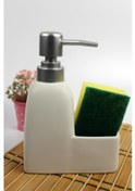 Resim Stonware Sıvı Sabunluk Beyaz Süngerlik Bölmeli 300ml 