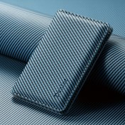 Resim Denior Karbon Fiber Bi-fold Cüzdan Kart Kutusu, Manyetik Kapanış, Astar, Kablosuz Şarj ile iPhone 12-16 için, Slip Cebi ve Kredi Kartı Cüzdanı ile 