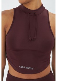 Resim Lesa Wear Soft Touch Bedene Oturan İp Detaylı Sporcu Crop Sütyeni Kahverengi 