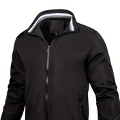 Resim Erkek Casual Stand Yaka Ceket, Polyester 100% Uzun Kollu, Düz Renk, Nefes Alabilir, Esnek Olmayan Kumaş, Fermuar Kapatma, Normal Beden, Dokuma Cebi, Avrupa ve Güneydoğu Asya Tarzı 