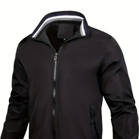 Resim Erkek Casual Stand Yaka Ceket, Polyester 100% Uzun Kollu, Düz Renk, Nefes Alabilir, Esnek Olmayan Kumaş, Fermuar Kapatma, Normal Beden, Dokuma Cebi, Avrupa ve Güneydoğu Asya Tarzı 