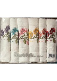 Resim Özdilek Lupine 6'lı Çantalı Nakışlı Havlu Model4 Beyaz 