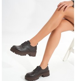 Resim 868-754 Kahverengi Bağcıklı Günlük Yüksek Tabanlı Loafer Ayak... Kahverengi 