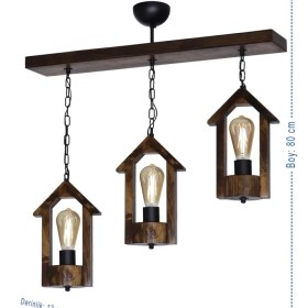 Resim Trendylight Fener 3lü Sıralı Ahşap Modern Ahşap 