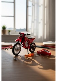 Resim Model Cross Kırmızı Motorsiklet Sök Tak Tekerlekli 1:18 Ölçek 3+ Yaş Çok Renkli 